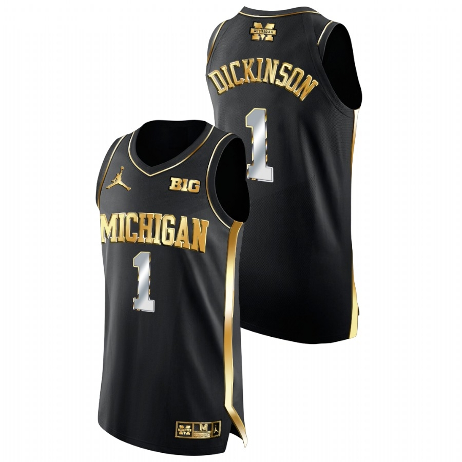 Michigan Wolverines Men's NCAA Hunter Dickinson #1 Black Golden Diamond Edition College Basketball Jersey NNT5349FE